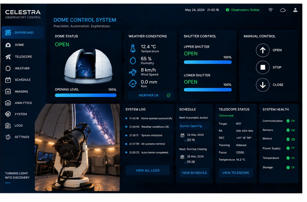 CELESTRA mechanical, electronics and software observatory control platform